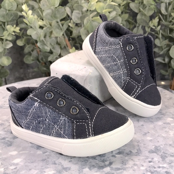 Wonder Nation Navy Blue Canvas Slip-On Velcro Shoes Baby Boy 3 ✨Like NEW✨ - Picture 1 of 11